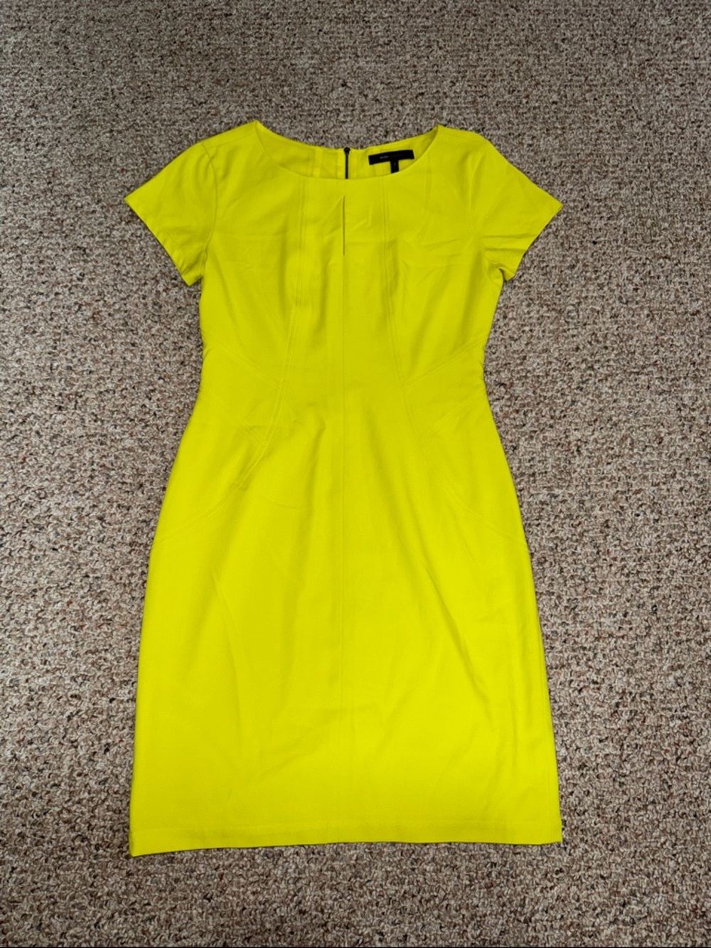 BCBGMaxAzria Vibrant Yellow Cap-Sleeve Sheath Dress